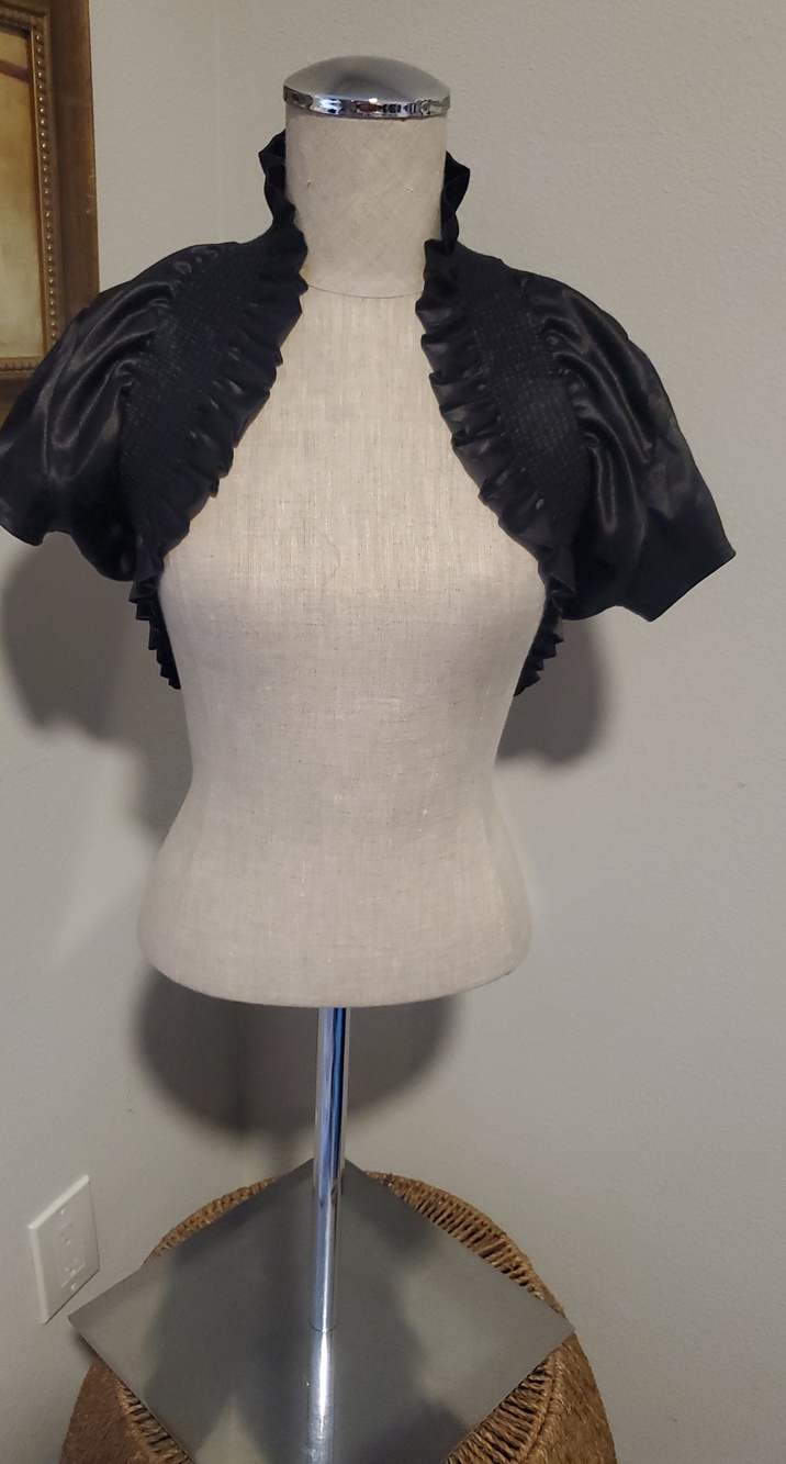 Imagennation Black Satin Ruffle Shrug Bolero